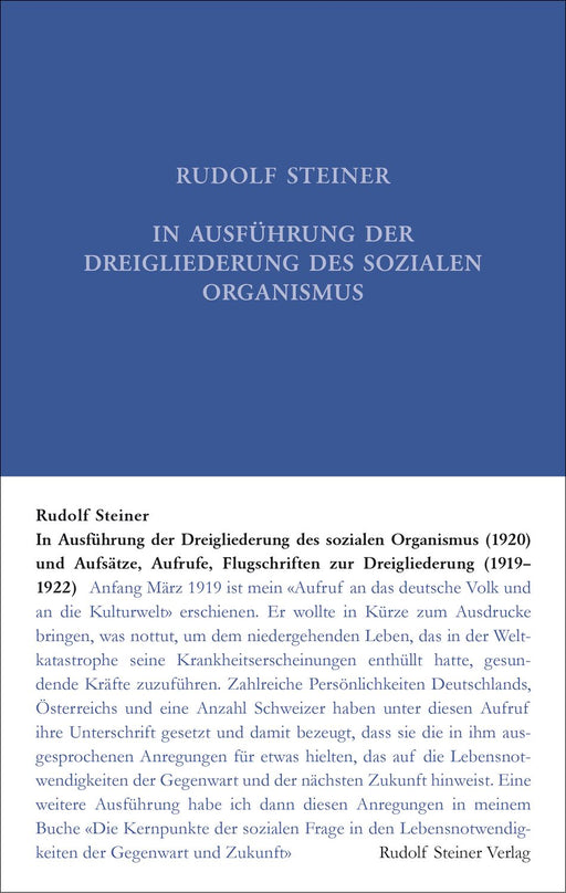 GA 24 Aufsätze über die Dreigliederung des sozialen Organismus und zur Zeitlage 1915-1921