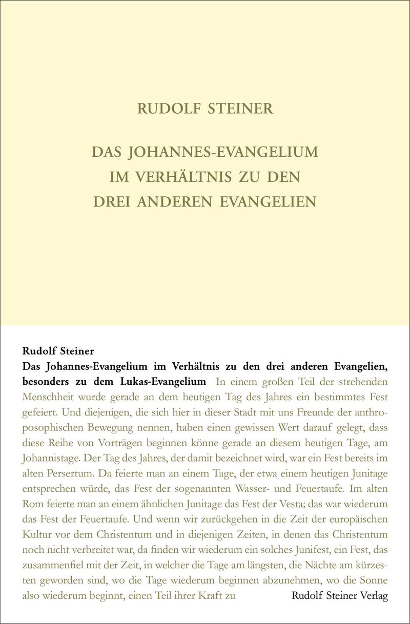 GA 112 Das Johannes-Evangelium im Verhältnis zu den drei anderen Evangelien, besonders zu dem Lukas-Evangelium