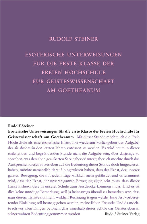 GA 270/I-IV Esoterische Unterweisungen für die erste Klasse der Freien Hochschule für Geisteswissenschaft am Goetheanum 1924