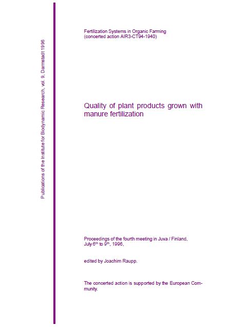 Quality of plant products grown with manure fertilization