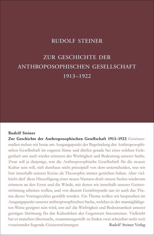 Zur Geschichte der Anthroposophischen Gesellschaft 1913–1922