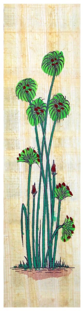 Papyrus Lesezeichen - Papyruspflanze bemalt