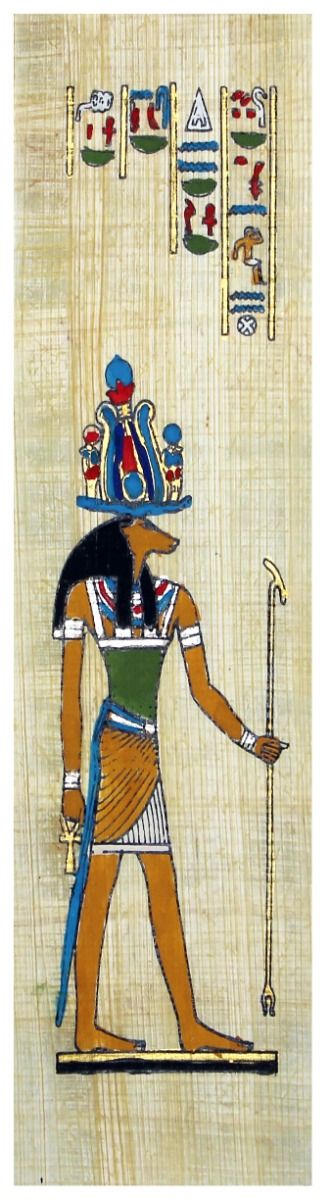 Papyrus Lesezeichen - Chnum bemalt
