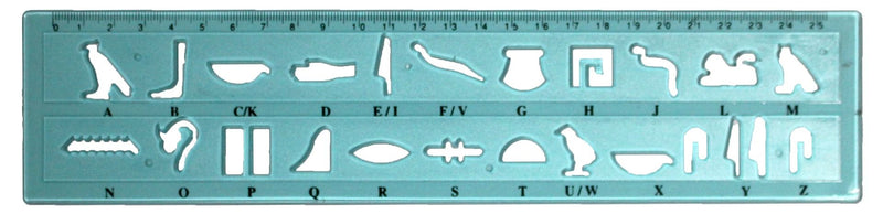 Lineal mit Hieroglyphenschablone