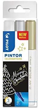 Pilot Pintor - 3er-Pack - Weiß, Gold, Silber