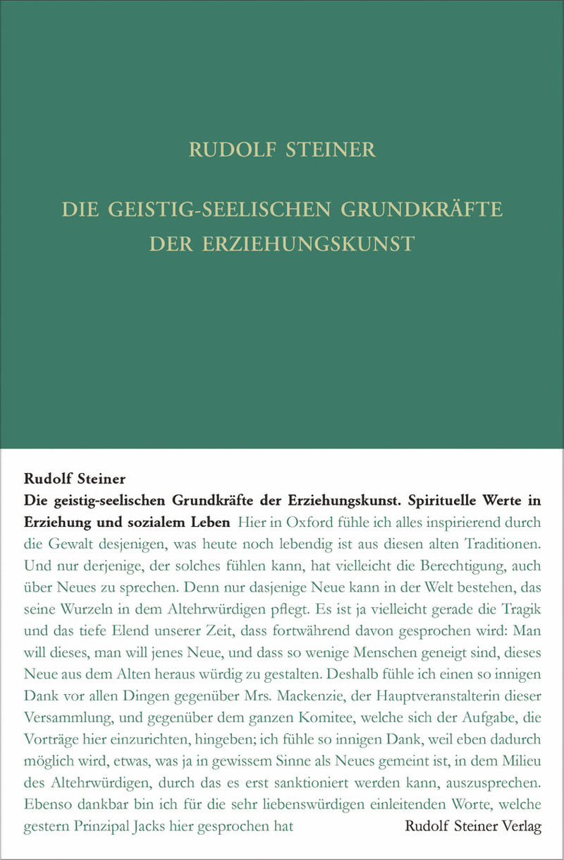 Die geistig-seelischen Grundkräfte der Erziehungskunst