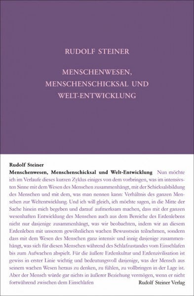 GA 226 Menschenwesen, Menschenschicksal und Welt-Entwickelung