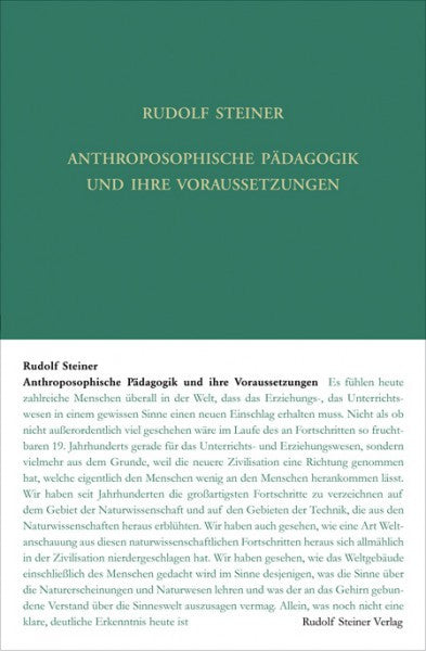 GA 309 Anthroposophische Pädagogik und ihre Voraussetzungen