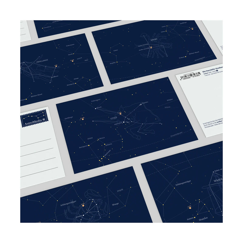 Die Tierkreis Sternbilder Postkarten, 12 teiliges Set - AstroMedia